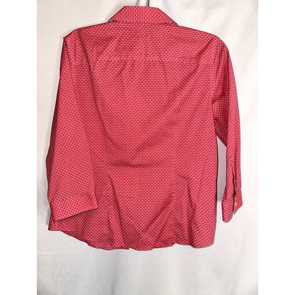 Talbots Women's Pink Geometric Design Button 3/4 Sleeve Size 10 Wrinkle Resist - Picture 6 of 9